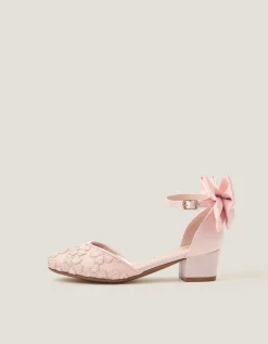 Sara Embroidered Flower Heels Pink