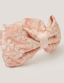 Sara Floral Embroidered Bow Headband