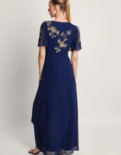 Sarah Embellished Wrap Dress Blue