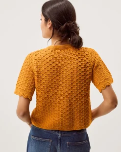 Sarna Textured Knit Cardigan Yellow