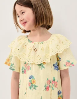 Sasha Floral Broderie Dress Yellow