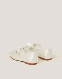 Satin Bow Ballet Flats Ivory