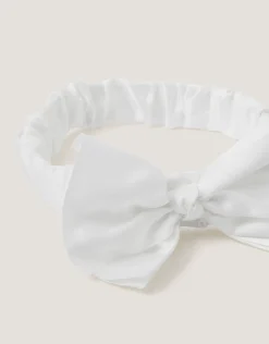 Satin Bow Bando Headband Ivory