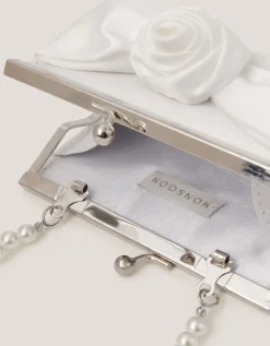 Satin Rose Bow Mini Bag Ivory