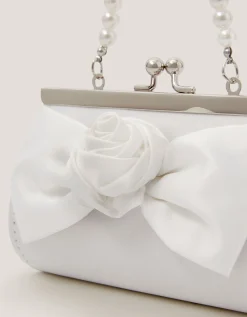 Satin Rose Bow Mini Bag Ivory
