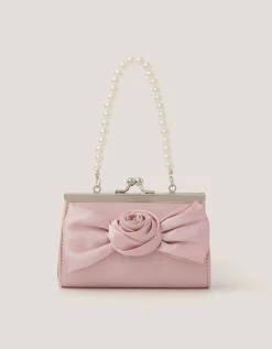 Satin Rose Bow Mini Bag Pink