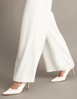 Scallop Satin Bridal Court Shoes Ivory
