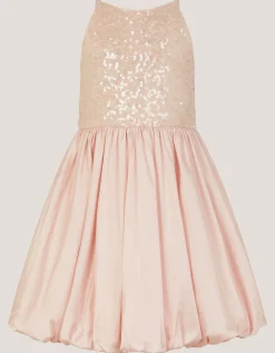 Sequin Bubble Hem Party Dress Pink