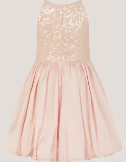 Sequin Bubble Hem Party Dress Pink