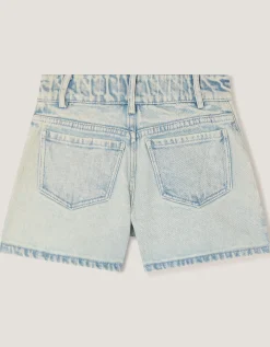 Sequin Flower Denim Shorts Blue