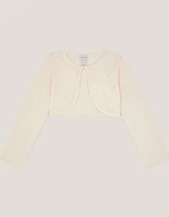Sequin Flower Embellished Cardigan White