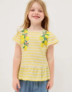 Sequin Lemon Stripe T-Shirt Yellow