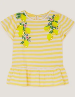 Sequin Lemon Stripe T-Shirt Yellow
