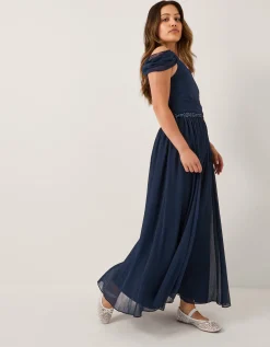 Sequin One-Shoulder Prom Dress Blue