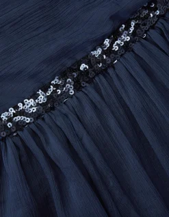 Sequin One-Shoulder Prom Dress Blue