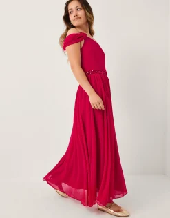 Sequin One-Shoulder Prom Dress Red