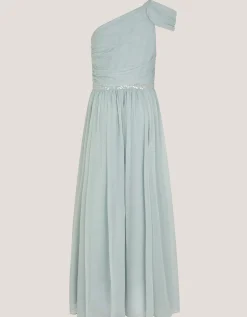 Sequin One-Shoulder Prom Dress Teal
