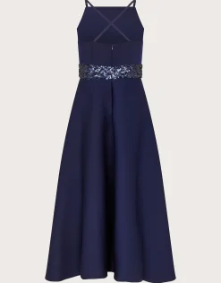 Sequin Scuba Prom Dress Blue