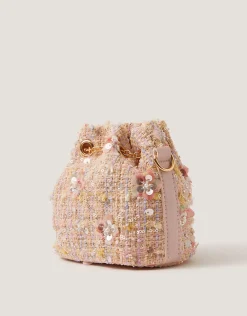 Sequin Tweed Bucket Bag