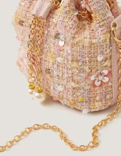 Sequin Tweed Bucket Bag