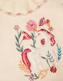 Sequin Unicorn Collar Top Ivory