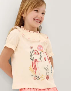 Sequin Unicorn Collar Top Ivory