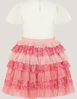 Sequin Unicorn Ruffle Tiered Dress Pink