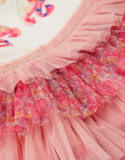 Sequin Unicorn Ruffle Tiered Dress Pink