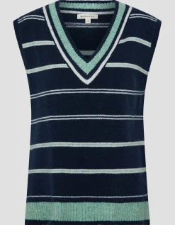 Shauna V-Neck Stripe Knitted Vest Blue