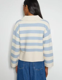Shay Stripe Collar Jumper Blue