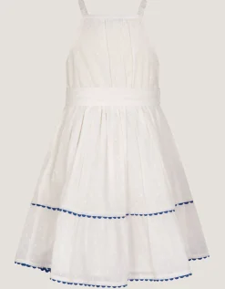 Shell & Palm Embellished Dress Ivory