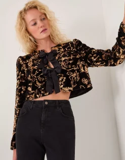 Shola Sequin Bow Jacket Black