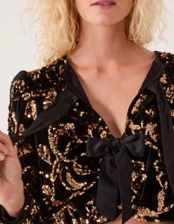 Shola Sequin Bow Jacket Black