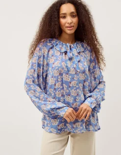 Sian Floral Print Blouse Blue