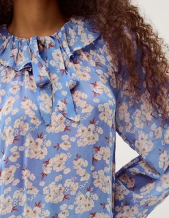 Sian Floral Print Blouse Blue