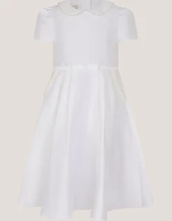 Sicily Pearl Collar Communion Dress White