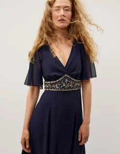 Sienna Embellished Maxi Dress Blue