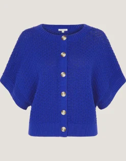 Sienna Short Sleeve Knit Cardigan Blue