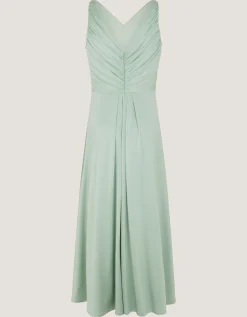 Skye Ruched Knot Jersey Prom Dress Green