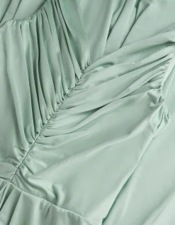 Skye Ruched Knot Jersey Prom Dress Green