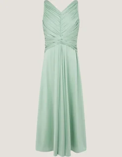 Skye Ruched Knot Jersey Prom Dress Green