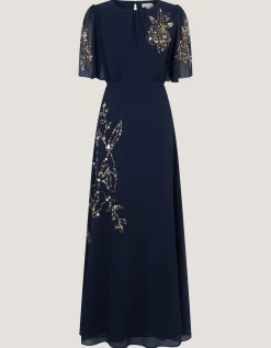 Skyler Floral Embellished Maxi Dress Blue