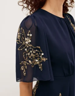 Skyler Floral Embellished Maxi Dress Blue