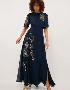 Skyler Floral Embellished Maxi Dress Blue