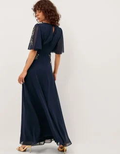 Skyler Floral Embellished Maxi Dress Blue