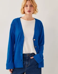 Sky Linen-Blend Jacket Blue