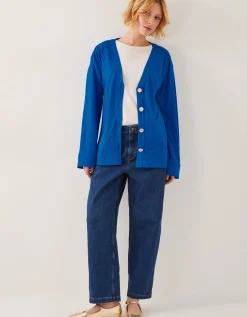 Sky Linen-Blend Jacket Blue