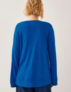Sky Linen-Blend Jacket Blue