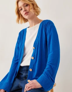 Sky Linen-Blend Jacket Blue