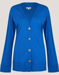 Sky Linen-Blend Jacket Blue